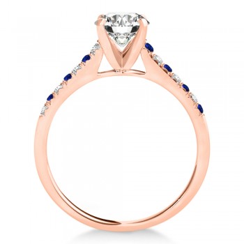 Diamond & Blue Sapphire Single Row Engagement Ring 18k Rose Gold (0.11ct)