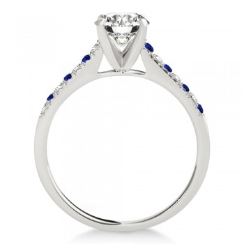 Diamond & Blue Sapphire Single Row Engagement Ring Platinum (0.11ct)