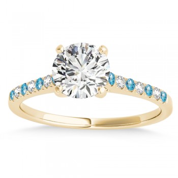 Diamond & Blue Topaz Single Row Engagement Ring 14k Yellow Gold (0.11ct)