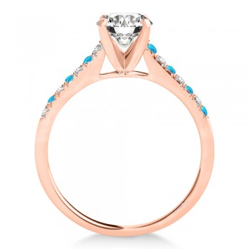 Diamond & Blue Topaz Single Row Engagement Ring 18k Rose Gold (0.11ct)