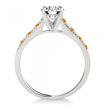 Diamond & Citrine Single Row Engagement Ring 18k White Gold (0.11ct)