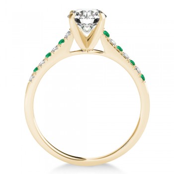 Diamond & Emerald Single Row Engagement Ring 14k Yellow Gold (0.11ct)