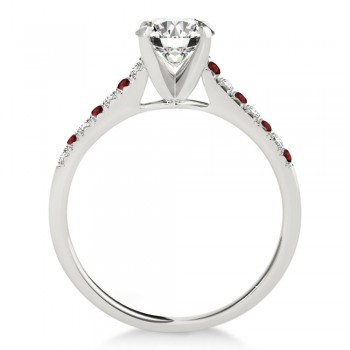Diamond & Garnet Single Row Engagement Ring 18k White Gold (0.11ct)