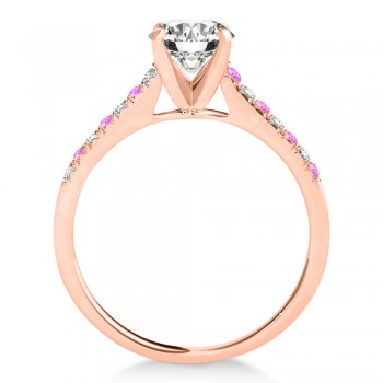 Diamond & Pink Sapphire Single Row Engagement Ring 14k Rose Gold (0.11ct)