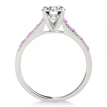 Diamond & Pink Sapphire Single Row Engagement Ring 14k White Gold (0.11ct)