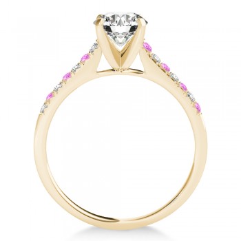 Diamond & Pink Sapphire Single Row Engagement Ring 14k Yellow Gold (0.11ct)
