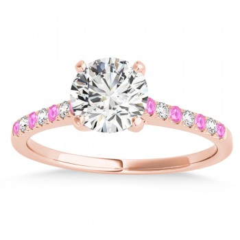 Diamond & Pink Sapphire Single Row Engagement Ring 18k Rose Gold (0.11ct)