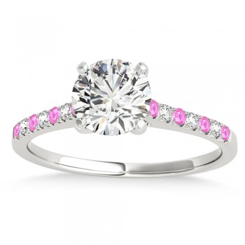 Diamond & Pink Sapphire Single Row Engagement Ring 18k White Gold (0.11ct)