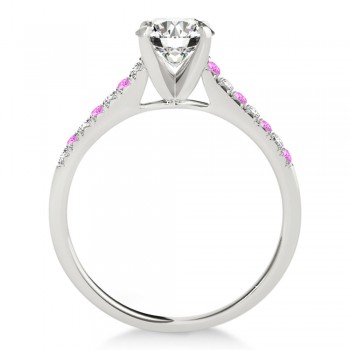 Diamond & Pink Sapphire Single Row Engagement Ring 18k White Gold (0.11ct)