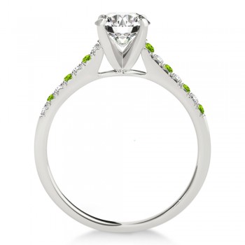 Diamond & Peridot Single Row Engagement Ring 18k White Gold (0.11ct)