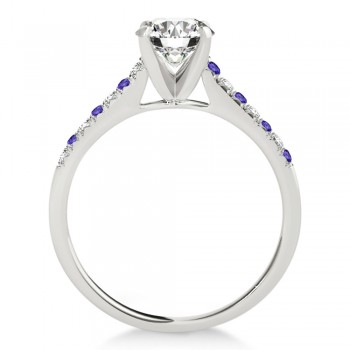 Diamond & Tanzanite Single Row Engagement Ring 18k White Gold (0.11ct)