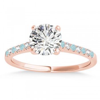 Diamond & Aquamarine Single Row Bridal Set 14k Rose Gold (0.22ct)