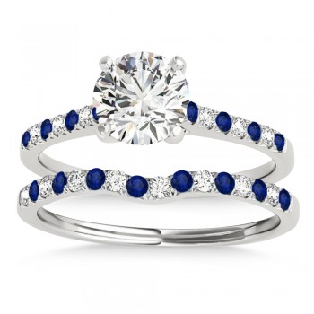 Diamond & Blue Sapphire Single Row Bridal Set Platinum (0.22ct)