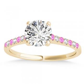 Diamond & Pink Sapphire Single Row Bridal Set 14k Yellow Gold (0.22ct)