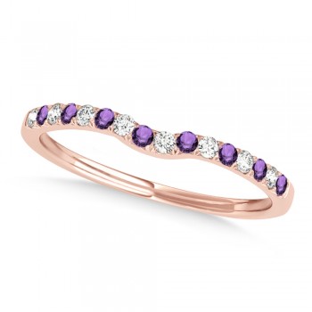 Diamond & Amethyst Contoured Wedding Band 14k Rose Gold (0.11ct)