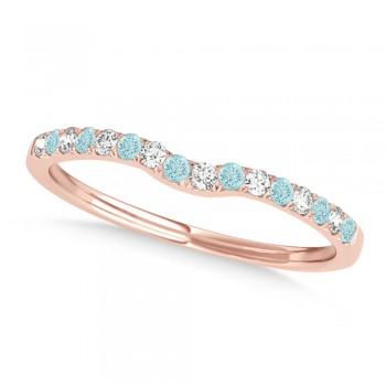 Diamond & Aquamarine Contoured Wedding Band 14k Rose Gold (0.11ct)