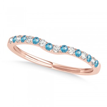 Diamond & Blue Topaz Contoured Wedding Band 14k Rose Gold (0.11ct)