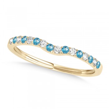 Diamond & Blue Topaz Contoured Wedding Band 14k Yellow Gold (0.11ct)