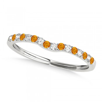 Diamond & Citrine Contoured Wedding Band Platinum (0.11ct)