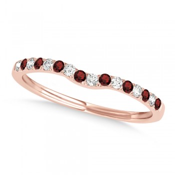 Diamond & Garnet Contoured Wedding Band 14k Rose Gold (0.11ct)