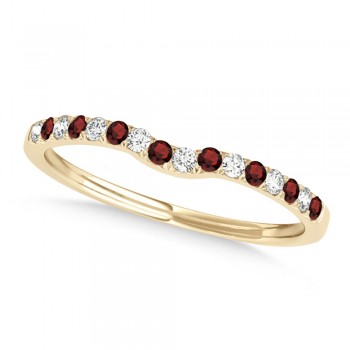 Diamond & Garnet Contoured Wedding Band 14k Yellow Gold (0.11ct)