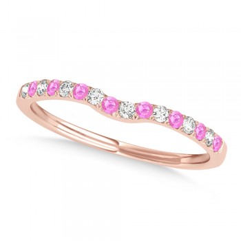 Diamond & Pink Sapphire Contoured Wedding Band 14k Rose Gold (0.11ct)