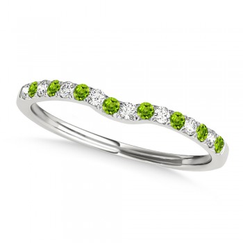 Diamond & Peridot Contoured Wedding Band Platinum (0.11ct)