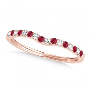 Diamond & Ruby Contoured Wedding Band 14k Rose Gold (0.11ct)