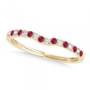 Diamond & Ruby Contoured Wedding Band 14k Yellow Gold (0.11ct)