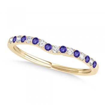 Diamond & Tanzanite Contoured Wedding Band 14k Yellow Gold (0.11ct)