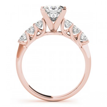 Sidestone Princess Diamond Engagement Ring 14k Rose Gold (2.10ct)