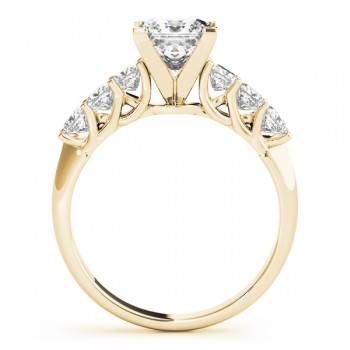 Sidestone Princess Diamond Engagement Ring 14k Yellow Gold (2.10ct)