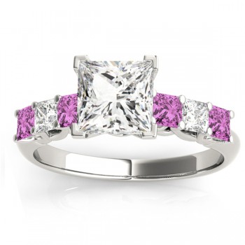 Princess Diamond & Pink Sapphire Engagement Ring Platinum 0.60ct