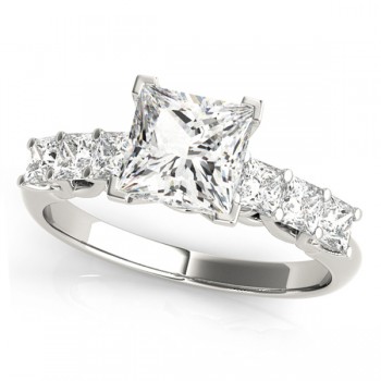 Sidestone Princess Diamond Engagement Ring Platinum (2.10ct)