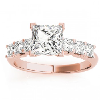 Moissanite Princess cut Bridal Set Ring 14k Rose Gold (1.30ct)