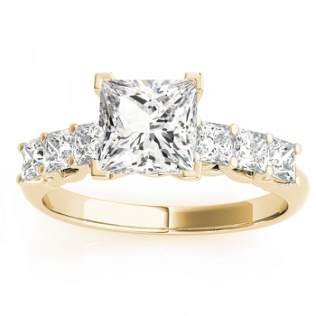 Moissanite Princess cut Bridal Set Ring 14k Yellow Gold (1.30ct)