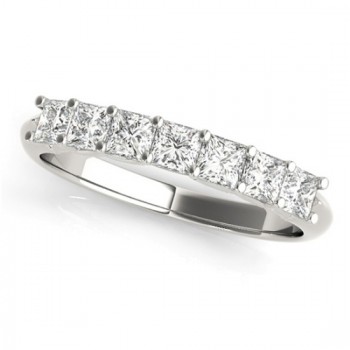 Lab Grown Diamond Princess-cut Wedding Band Ring 14k White Gold 0.70ct