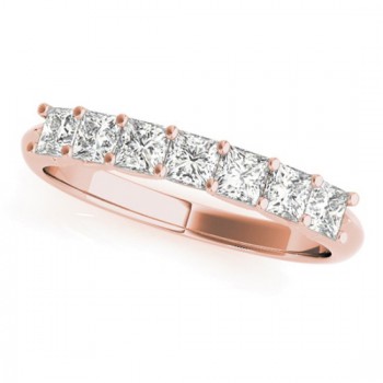 Moissanite Princess-cut Wedding Band Ring 14k Rose Gold 0.70ct