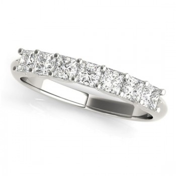 Moissanite Princess-cut Wedding Band Ring 18k White Gold 0.70ct