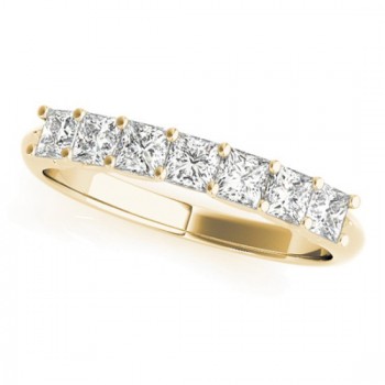 Moissanite Princess-cut Wedding Band Ring 18k Yellow Gold 0.70ct