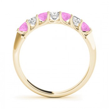 Diamond & Pink Sapphire Princess Wedding Band Ring 14k Yellow Gold 0.70ct