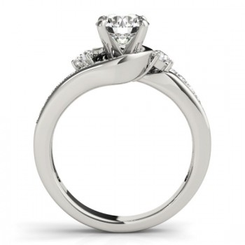 Swirl Design Diamond Engagement Ring Setting 14k White Gold 0.38ct