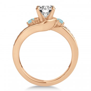 Swirl Design Aquamarine & Diamond Engagement Ring Setting 14k Rose Gold 0.38ct