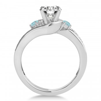 Swirl Design Aquamarine & Diamond Engagement Ring Setting Palladium 0.38ct