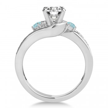 Swirl Design Aquamarine & Diamond Engagement Ring Setting Platinum 0.38ct