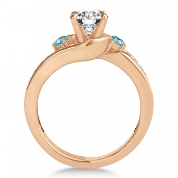 Swirl Design Blue Topaz & Diamond Engagement Ring Setting 14k Rose Gold 0.38ct