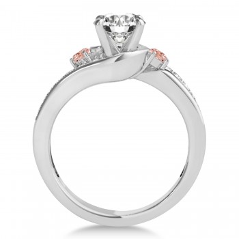 Swirl Design Morganite & Diamond Engagement Ring Setting Platinum 0.38ct
