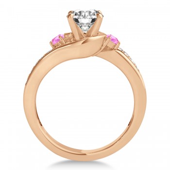 Swirl Design Pink Sapphire & Diamond Engagement Ring Setting 14k Rose Gold 0.38ct