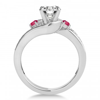 Swirl Design Ruby & Diamond Engagement Ring Setting Palladium 0.38ct