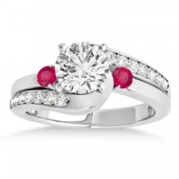 Swirl Design Ruby & Diamond Engagement Ring Setting Platinum 0.38ct
